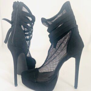 BLACK FASHION NOVA Stilletto NETTED Platforms SASSY and SEXY